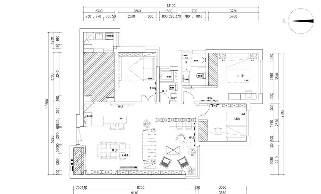 全屋定制装修案例：95㎡三室公寓